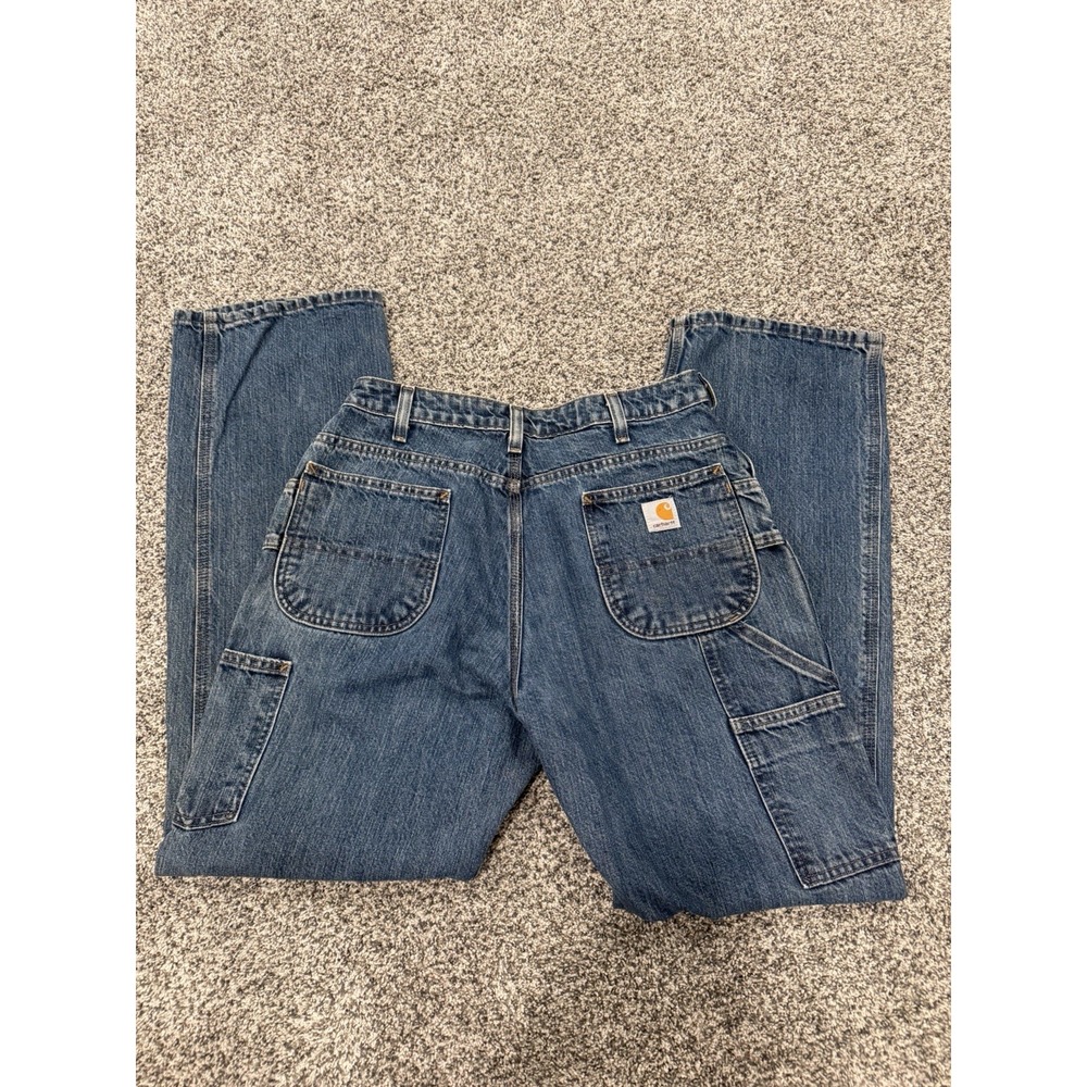 Carhartt Women's Size 10X32 Relaxed Fit Blue Denim Carpenter Jeans Vintage